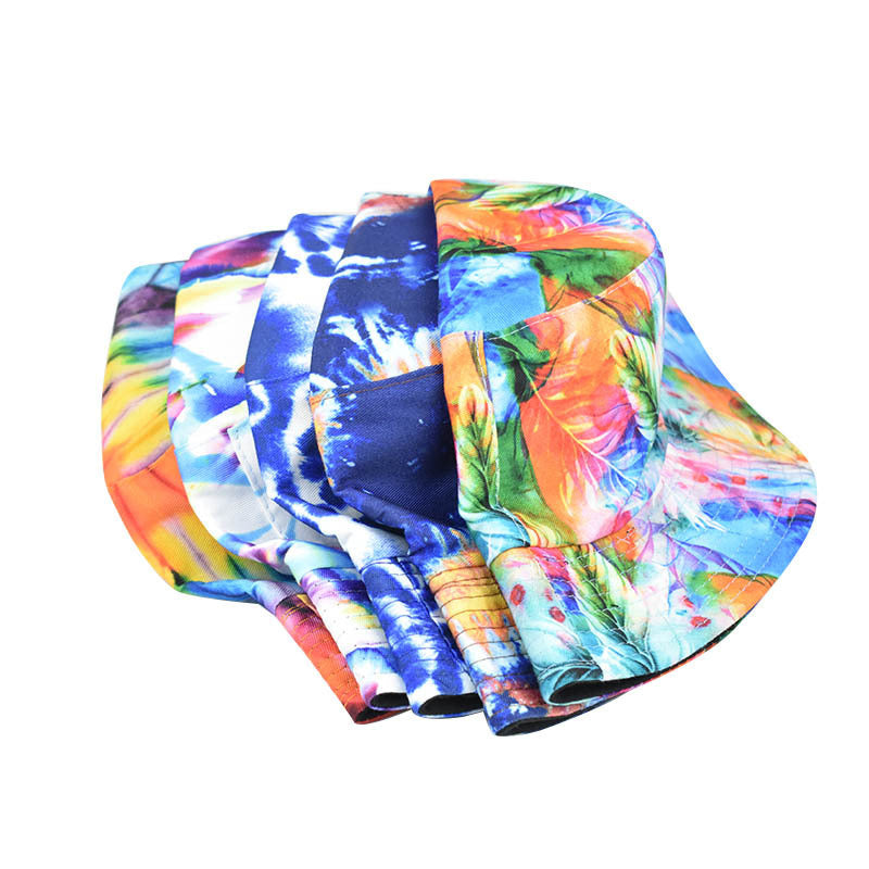 Wholesale Reversible Tie Dye Bucket Hat For Men Women Hip Hop Wide Brim Sun Hat Trendy Summer Festival Cap