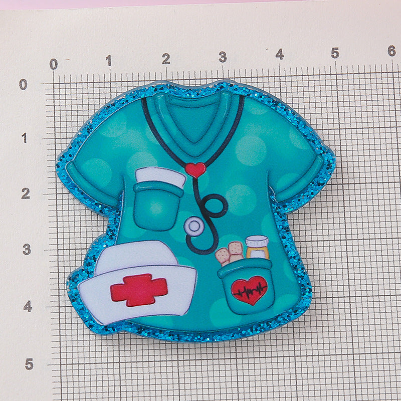 Wholesale 10pcs DIY Flatback Cartoon Acrylic Flatback Badge Reels Retractable Keychain DIY Accessories