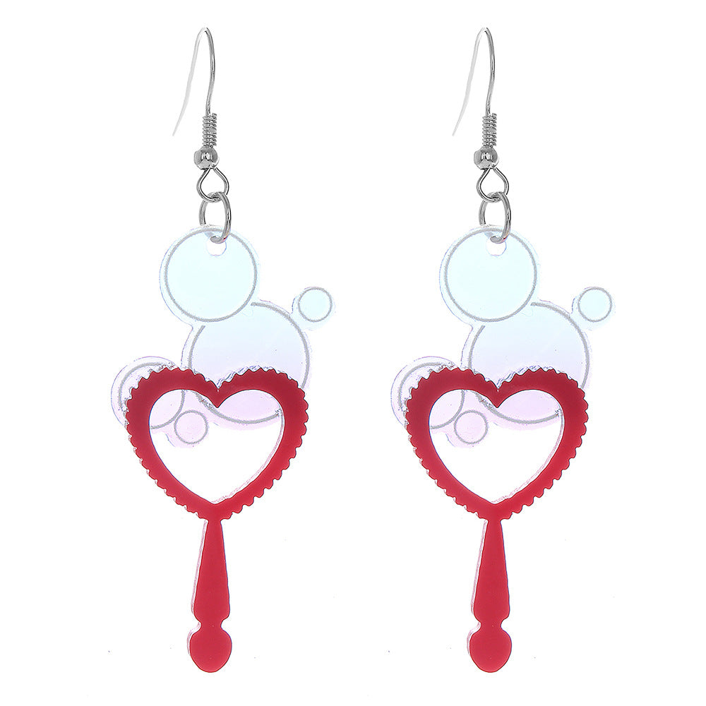 Wholesale Colorful Bubble Heart Stick Acrylic Earrings