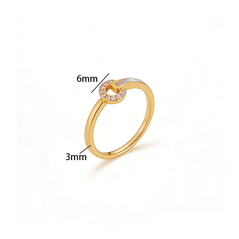 Wholesale Steel Titanium White Mother-of-Pearl Diamond Ring