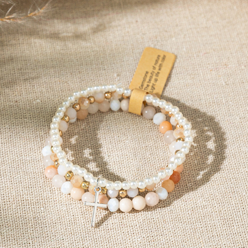 Wholesale Bohemian Color Stone  Multi-Layer Stacked Bracelet