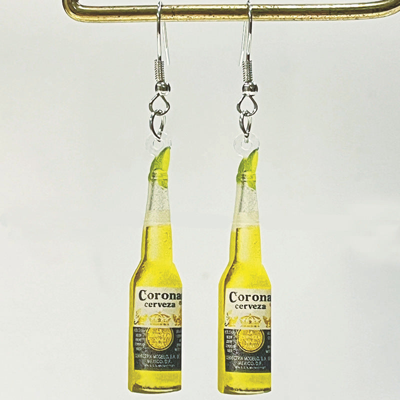 Wholesale 2 Pairs/pack Party Beer Can Fun Acrylic Earrings ACC-ES-HY074