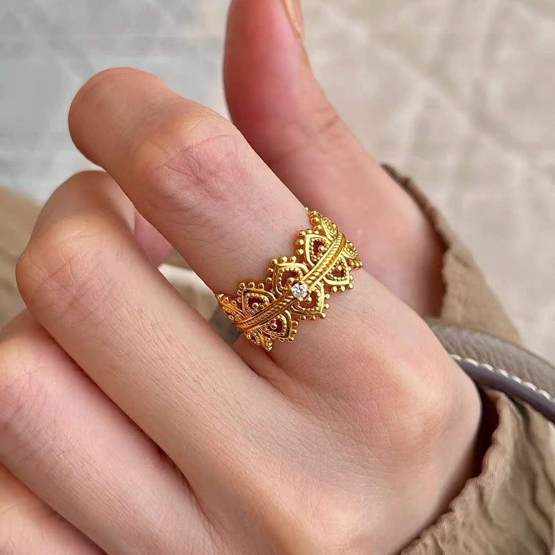 Wholesale Copper Vintage Star Cameo Ring Open Adjustable Jewelry Accessory for Resale