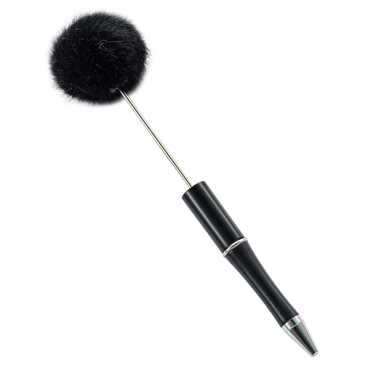 Wholesale Beadable Pens Pom Pom Fuzzy Plastic DIY Beaded Pens Solid Color Pens