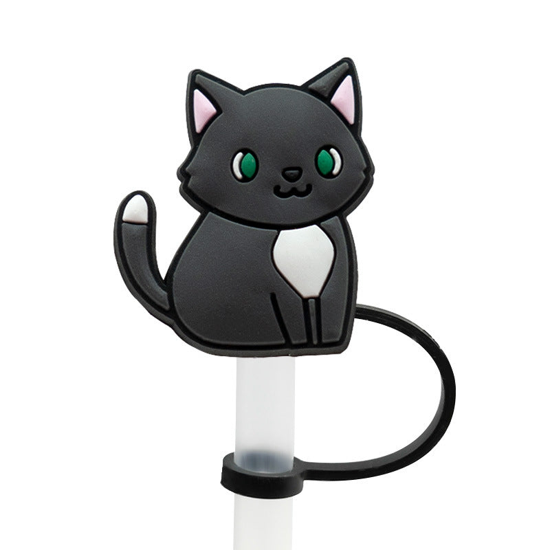 Wholesale 10pcs Cute Cat 10mm PVC Straw Cover Soft Straw Tube Cap ACC-SCR-YiBang013