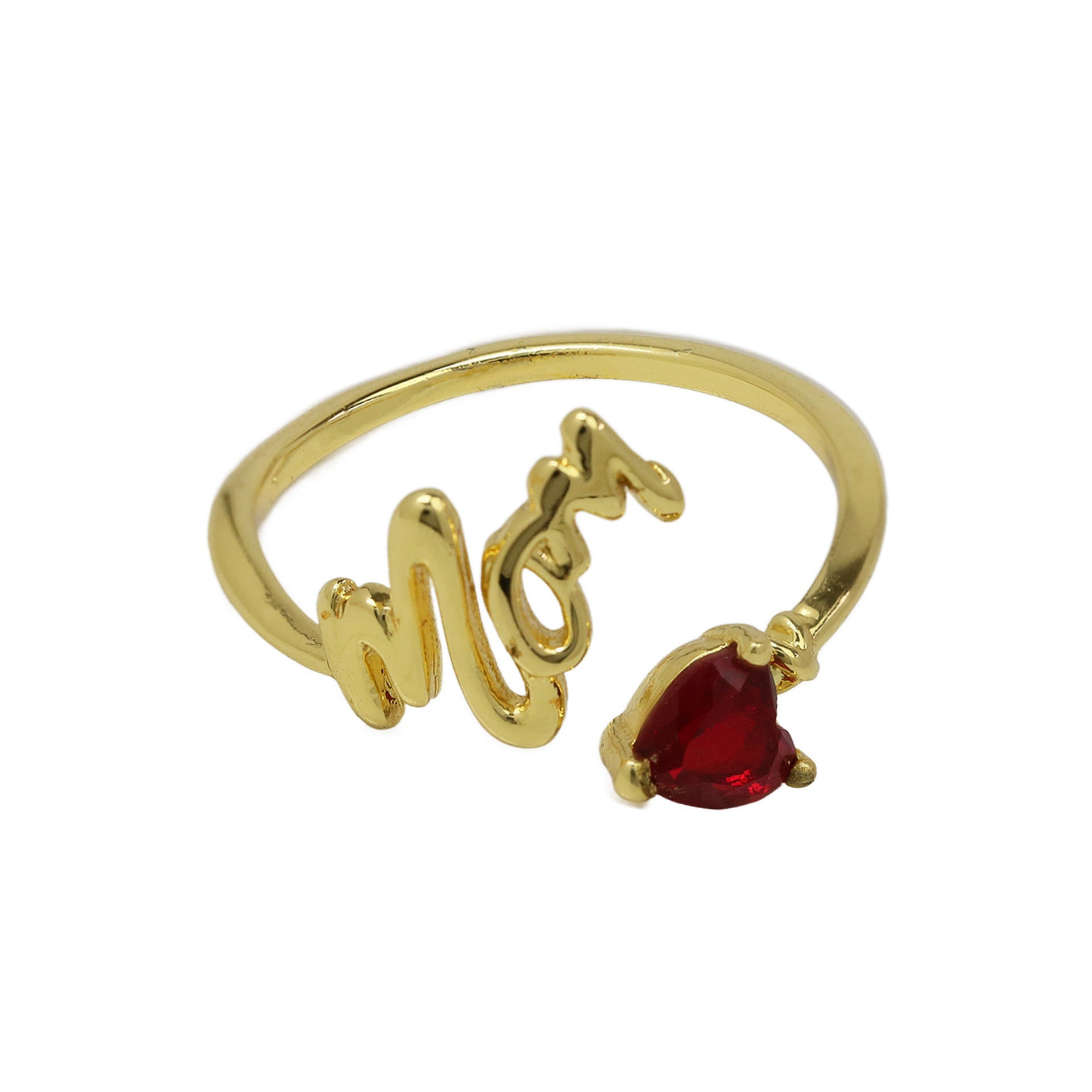 Wholesale  White Zirconium Red Heart Zircon Mother  Mother's Day Gift Opening Ladies Ring