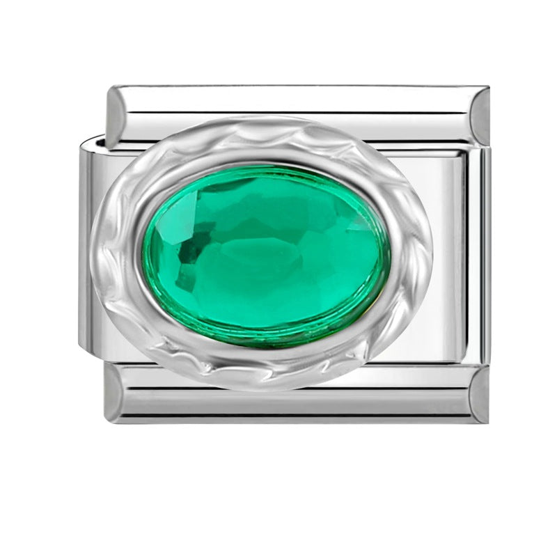 Wholesale 9mm Italian Charm Starter Bracelets DIY Imitation Gemstone Stainless Steel Composable Bracelet