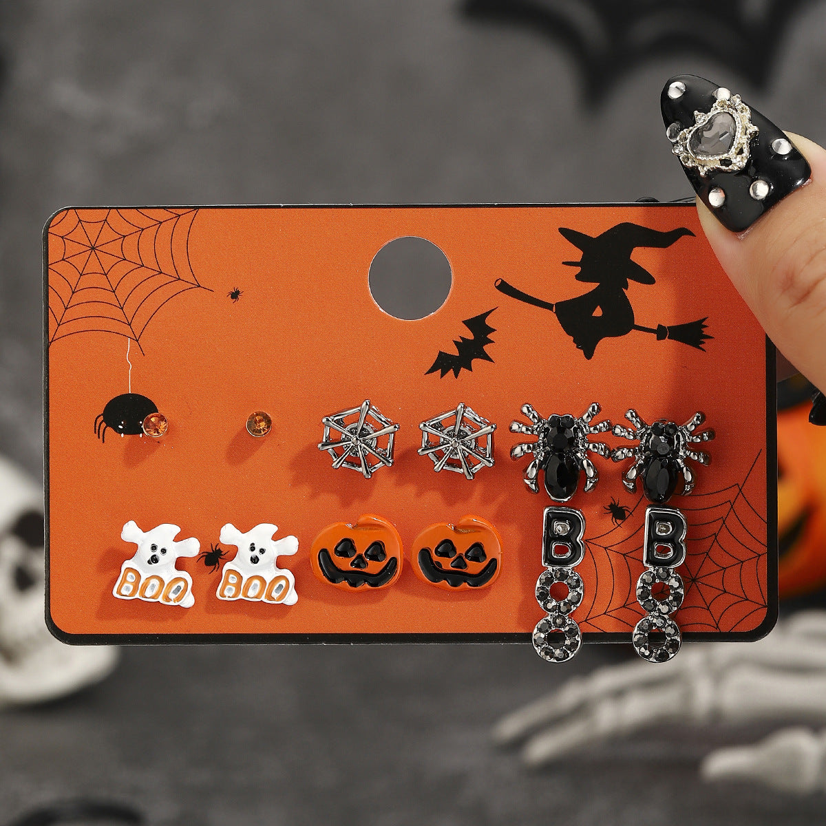 Wholesale  Pumpkin  Ghost Stud Earrings Zinc Alloy Party Jewelry Accessory