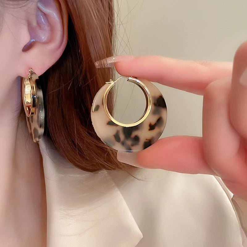 Wholesale Leopard Print Acrylic Circle Geometric Earrings