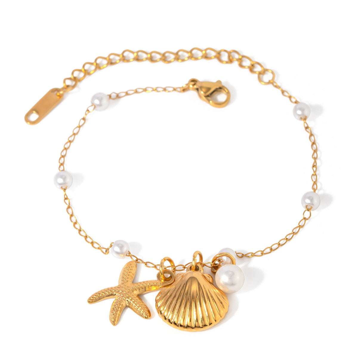 Wholesale Shell Starfish 18k Gold Pearl Stainless Steel Bracelets ACC-BT-JingQiao002