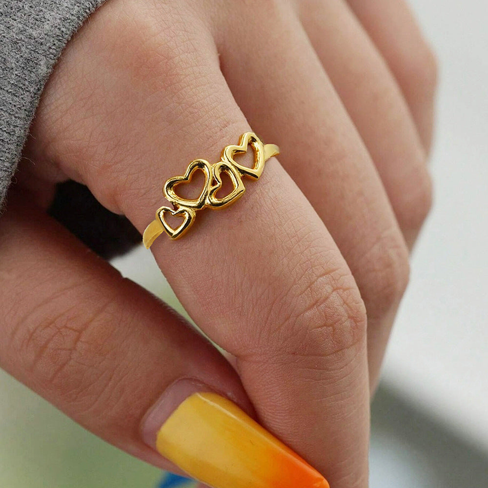 Wholesale Vintage Heart Serpentine Ring Stainless Steel Open Adjustable Hollow Design Fashion Jewelry Accessory