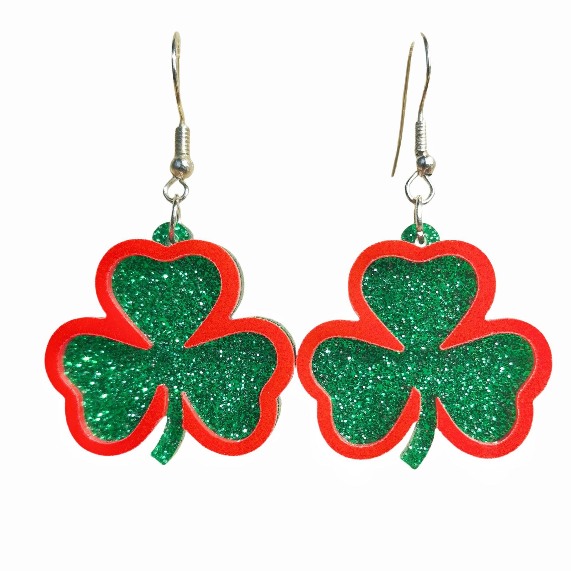 Wholesale St. Patrick's Four Leaf Clover Green Earrings