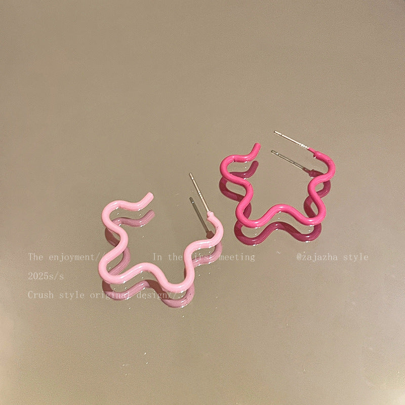 Wholesale Embossed Hazy Blue Vintage Drip Glaze Rose Flower Zircon Earrings