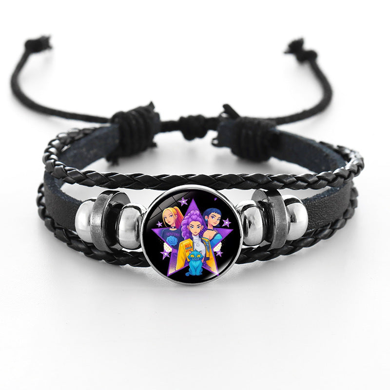 Wholesale Demon Hunter Bracelet Time Gem Bracelet Men and Women All-match Braided Black Bracelet kpop