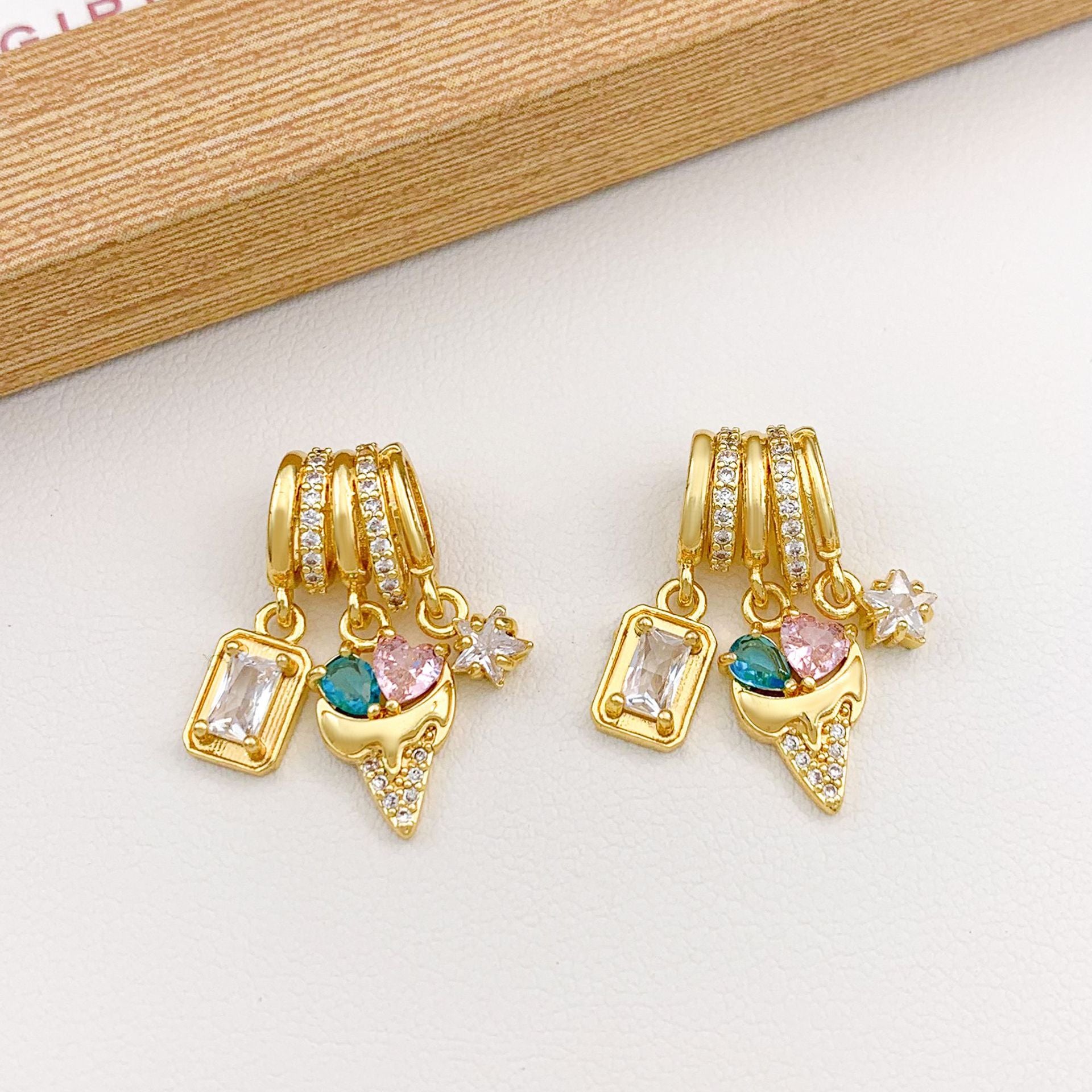Wholesale Pendant Square Heart Micro-Paved Zircon DIY Jewelry