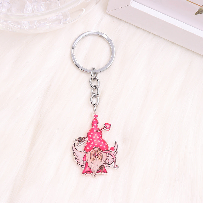Wholesale Valentine's Day Heart Gnome Flamingo Rainbow Acrylic Keychain
