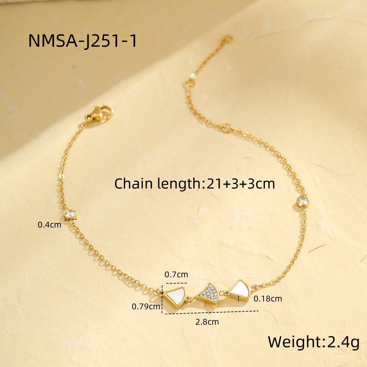 Wholesale Stainless Steel  Baibei ginkgo leaf love exquisite simple anklet
