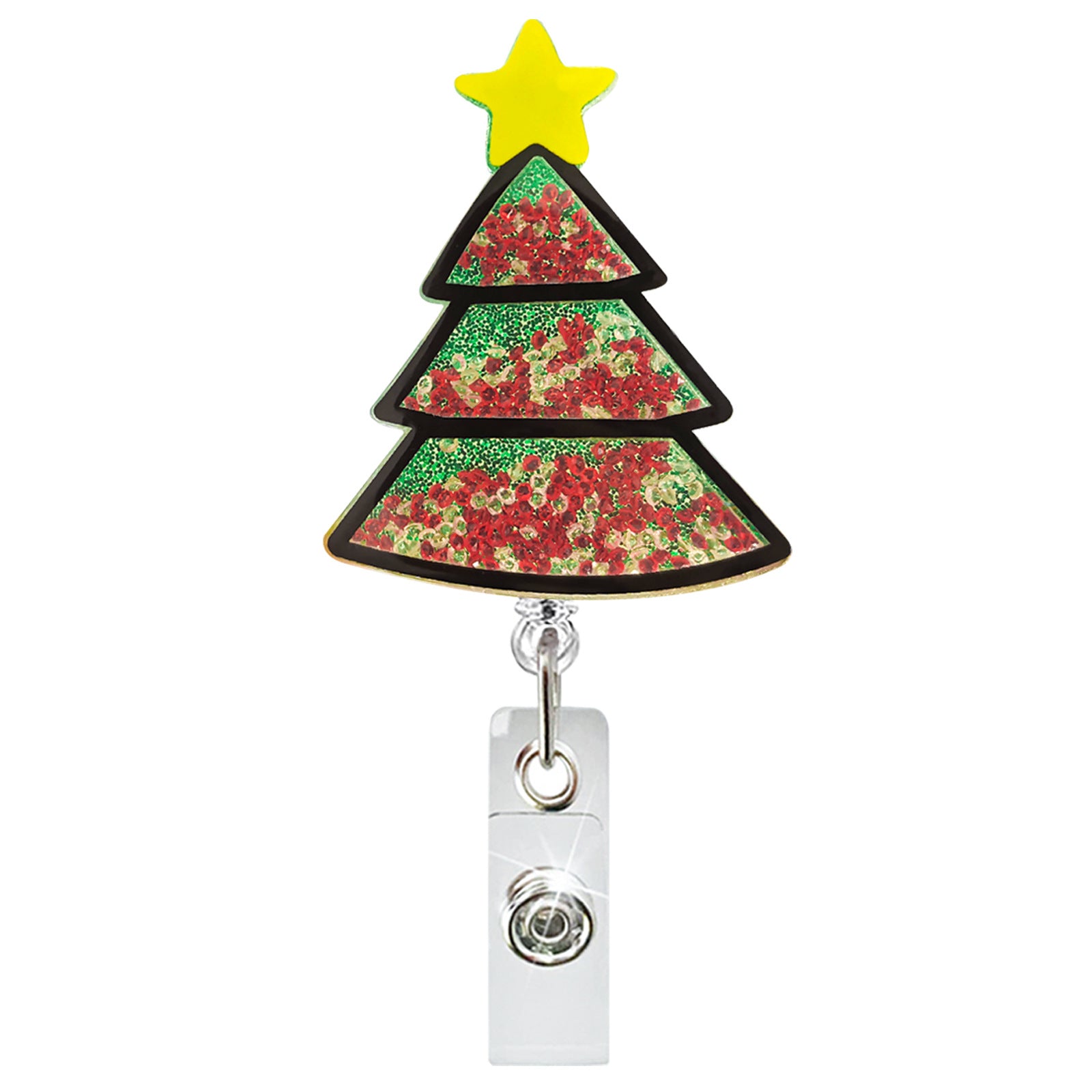 Wholesale Acrylic Quicksand Christmas Dog Old Man Telescopic Rotating Badge Keychain ACC-KC-QiDing013