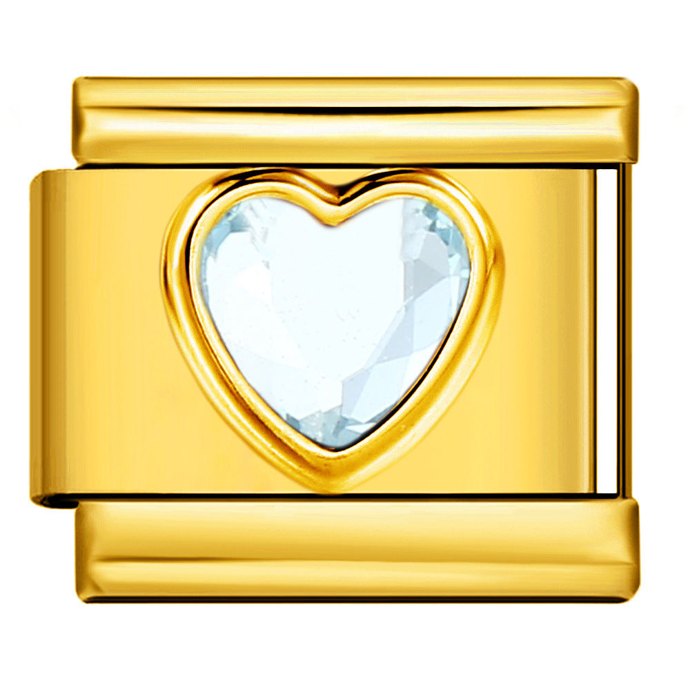 Wholesale  Italian Charm Bracelet 9mm DIY colorful heart circleCreative Stainless Steel Composable Bracelet