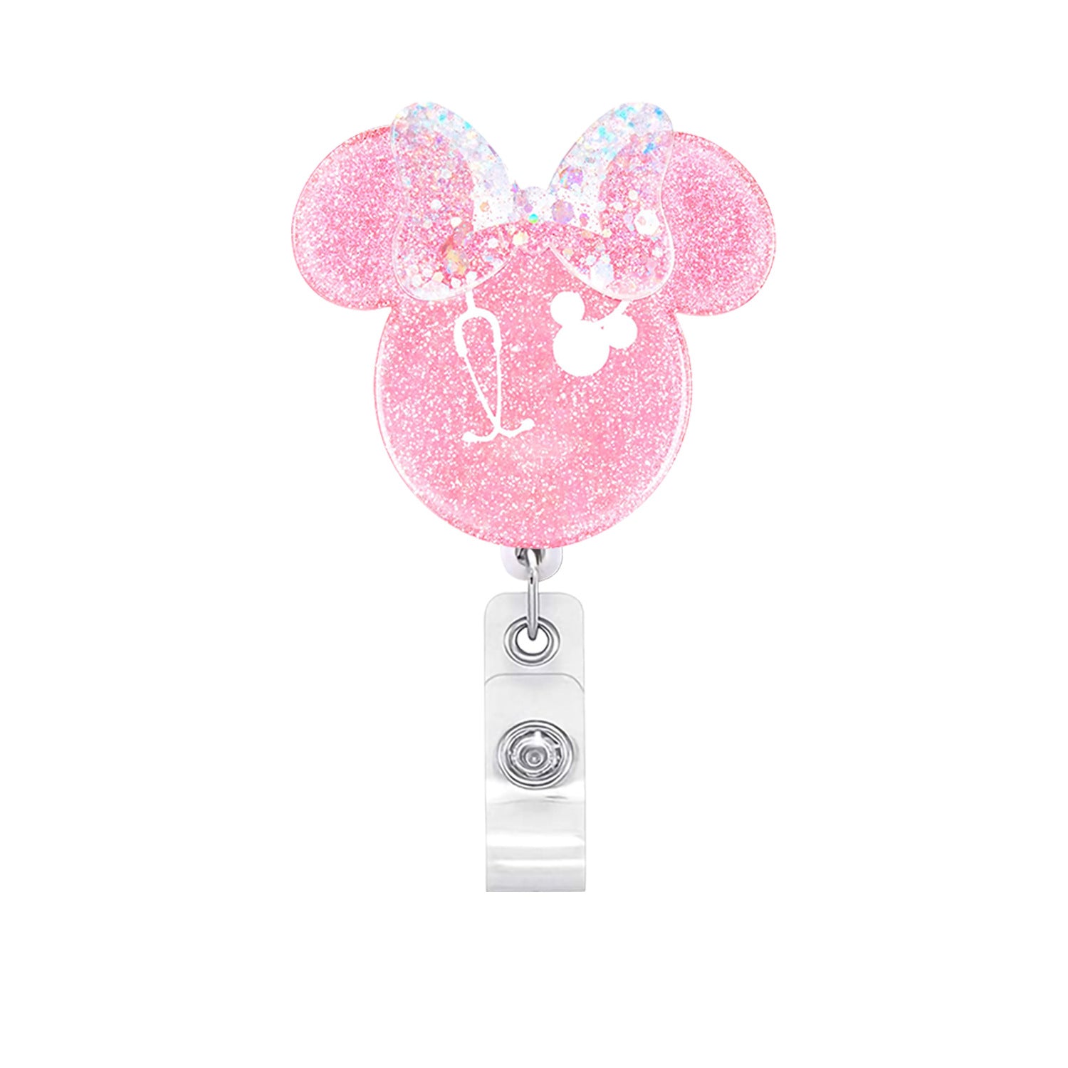 Wholesale Acrylic Mouse Shaped Retractable ID Badge Reels for Doctors Nurses Students Trendy Accessory