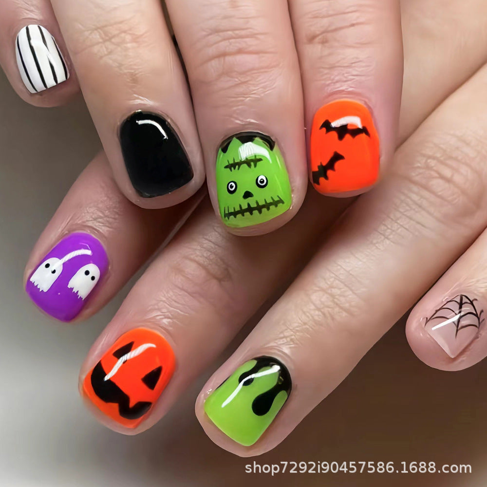 Wholesale 24 Pieces/box Halloween Press-on Nails Kits Nail Stickers ACC-NS-XingNai033