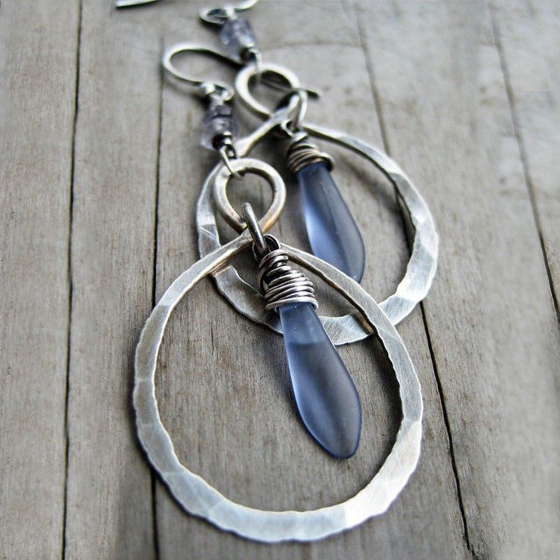 Wholesale  retro beating winding moonstone earrings