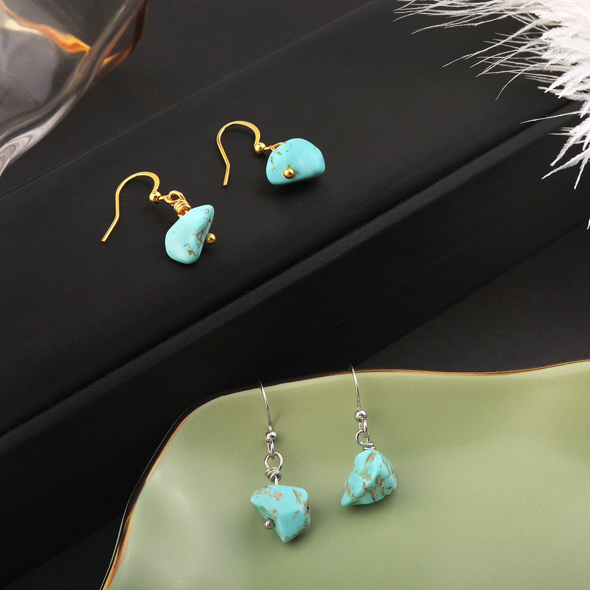 Wholesale A variety of simple natural crystal stone earrings ear jewelry