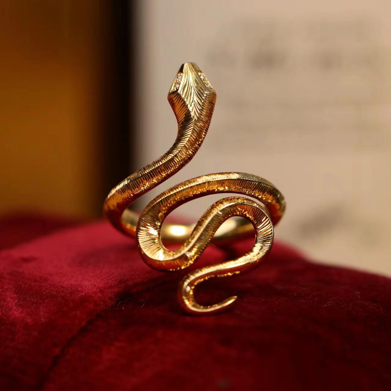 Wholesale gold-plated texture snake Adjustable rings