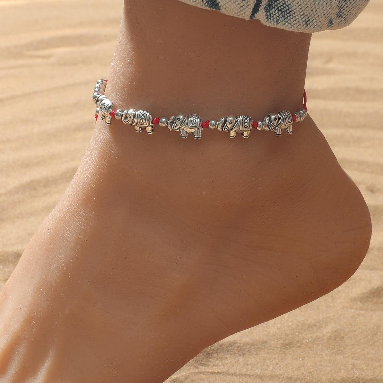 Wholesale  Retro Simple Fashion Beach Hand-woven Turtle Elephant Cute Anklets