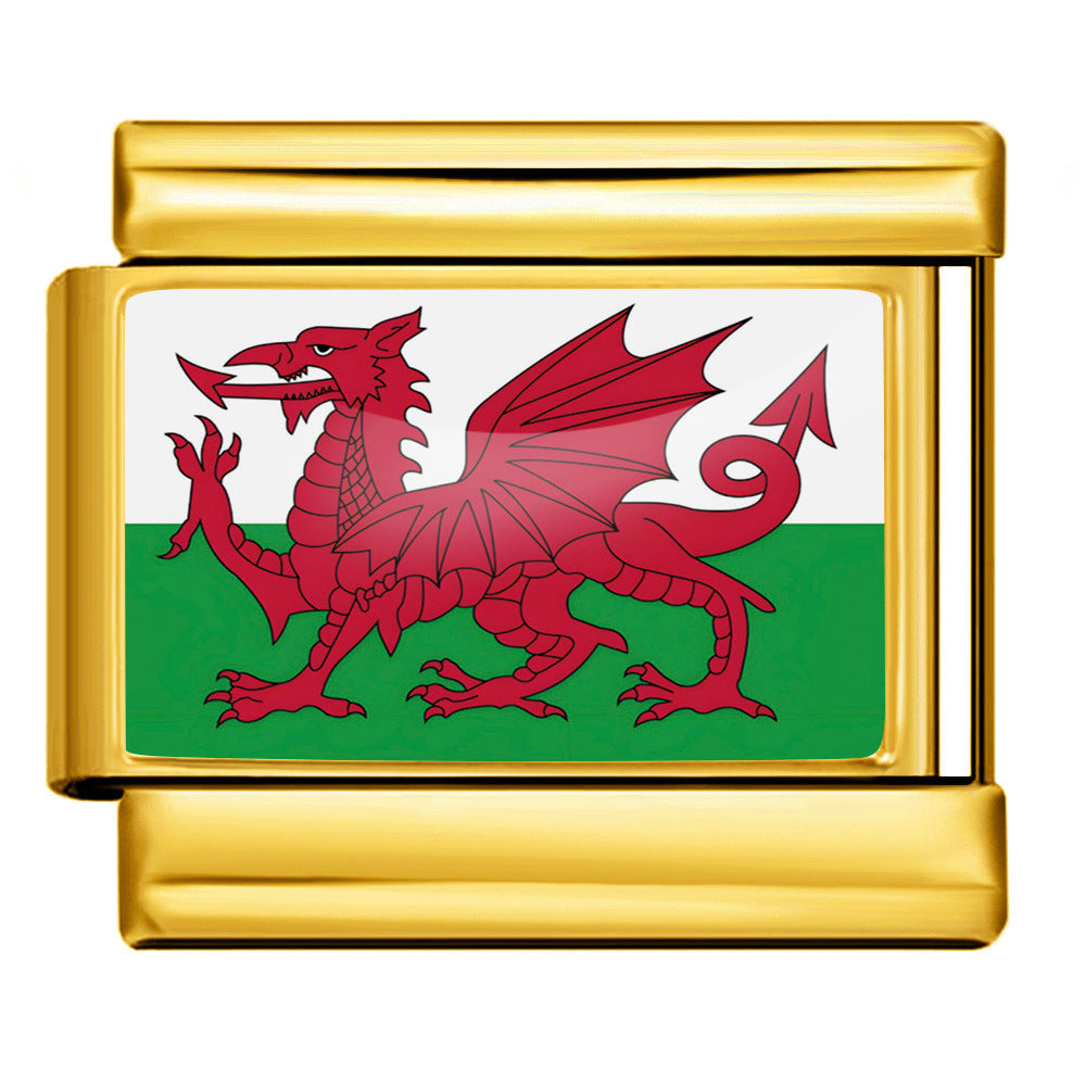 Wholesale 9mm Italian Charm Starter Bracelets DIY Flag Series Stainless Steel Composable Bracelet