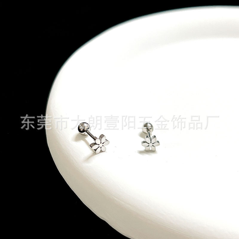 Wholesale Titanium Steel Stylish Heart  Star Screw-Back Cartilage Stud