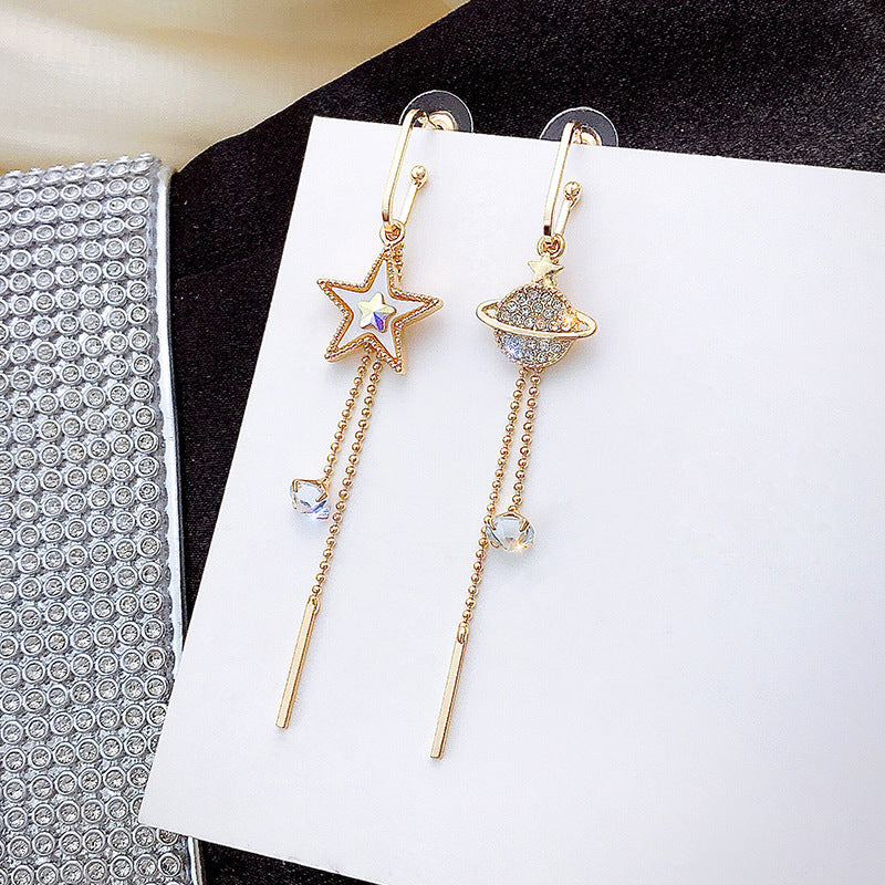 Wholesale S925 Silver Needle Five-pointed Star Small Tassel Earrings