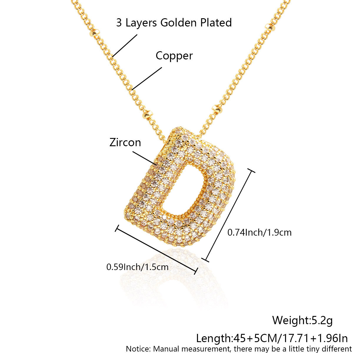 Wholesale Micro Inlaid Zircon Necklace 26 English Letters Balloon Letter Necklace ACC-NE-BaiTian002
