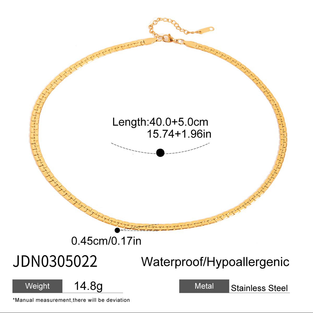 Wholesale  Stainless Steel Gold Necklace Cuban Clavicle Chain