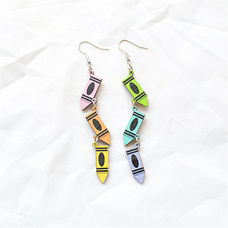 Wholesale  Teacher' s Day Earrings Creative Love Letter Books Wooden Long Teacher Gifts Sweet Earrings for Women