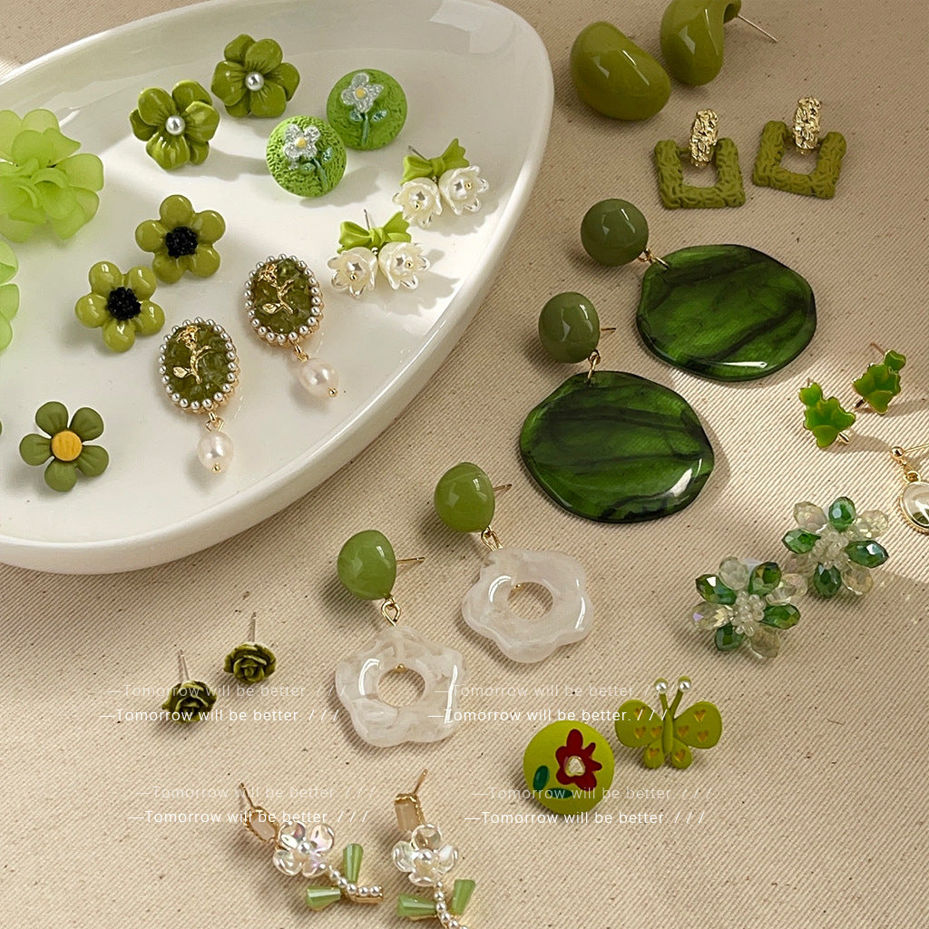 Wholesale Green Flower Earrings Tea Earrings ACC-ES-Eryu001