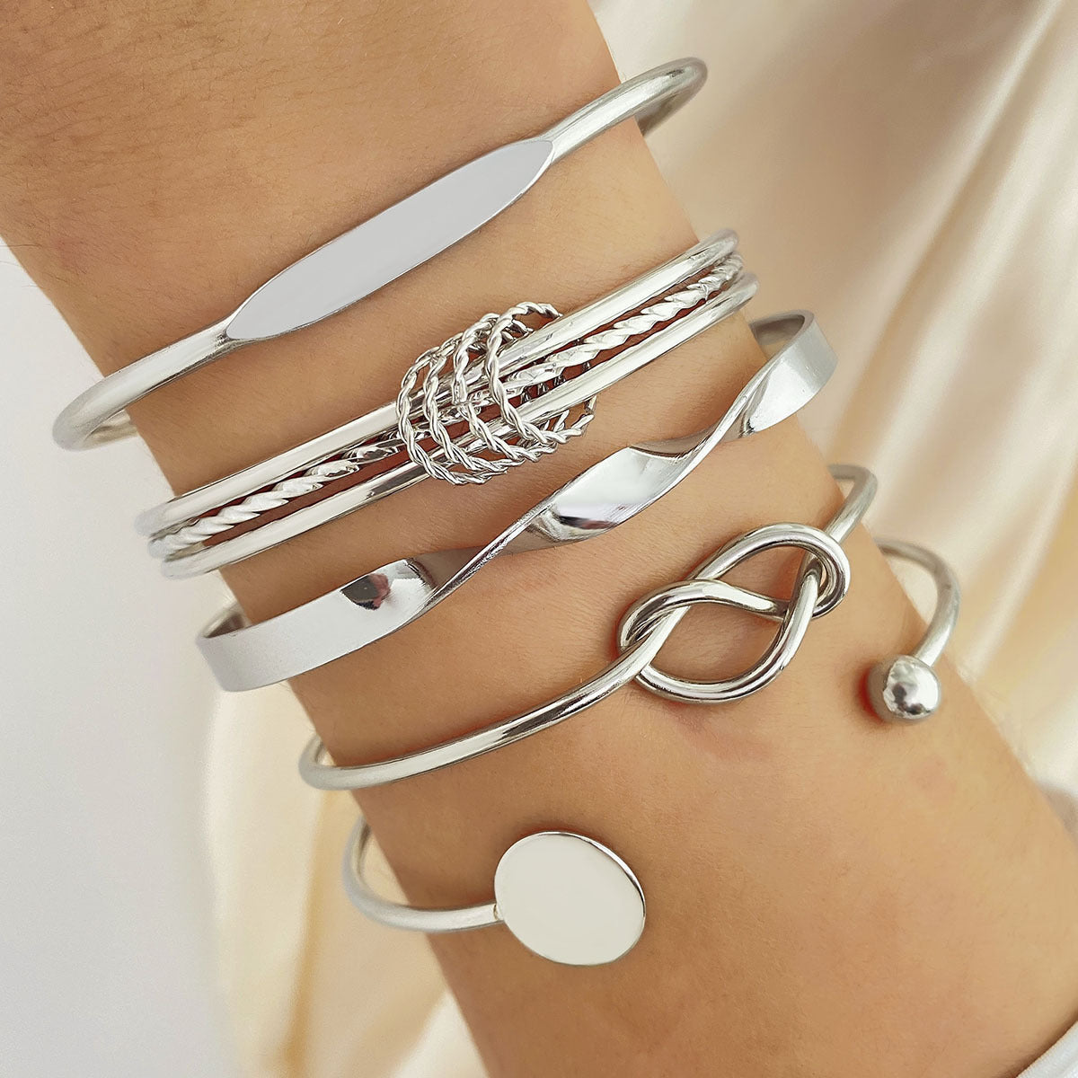 Wholesale Layered Cross &  Flower Pendant Jewelry Set,  Alloy Bracelet Bangle,  Boutique Resale