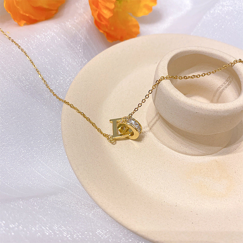 Wholesale Electroplated Titanium Steel Necklace Micro-embedded Clavicle Chain Choker Necklace ACC-NE-Xiyue003