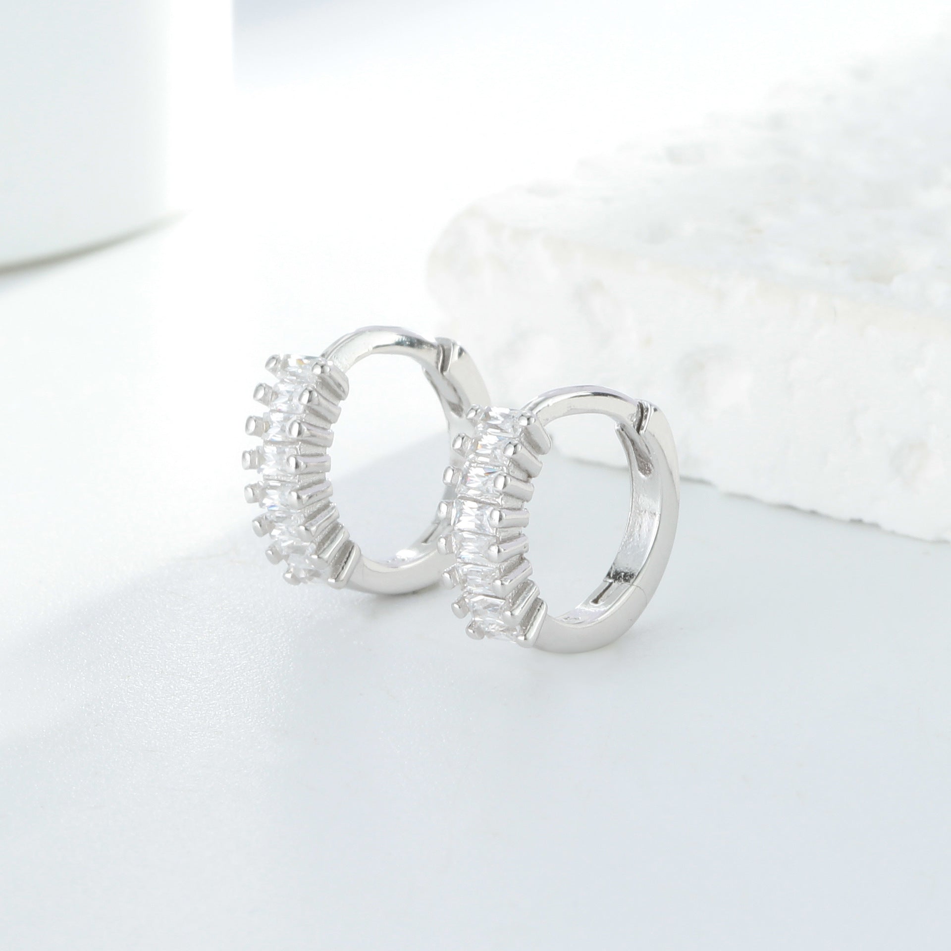 Wholesale S925 Sterling Silver Earrings Round Zircon Earrings Ear Clips ACC-ES-HRB001