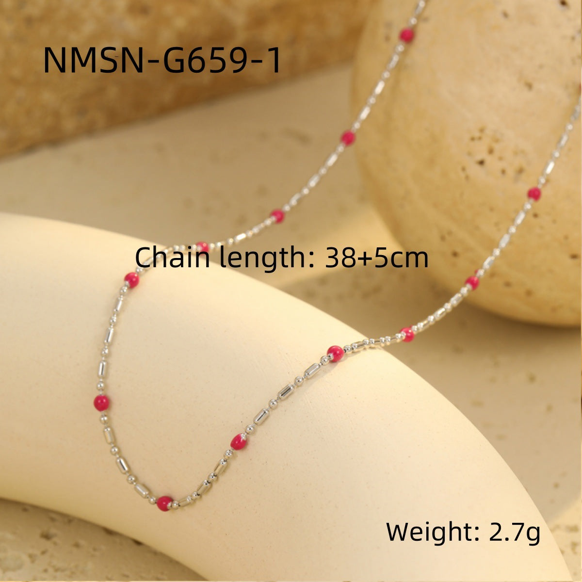 Wholesale stainless steel drop rice beads necklace