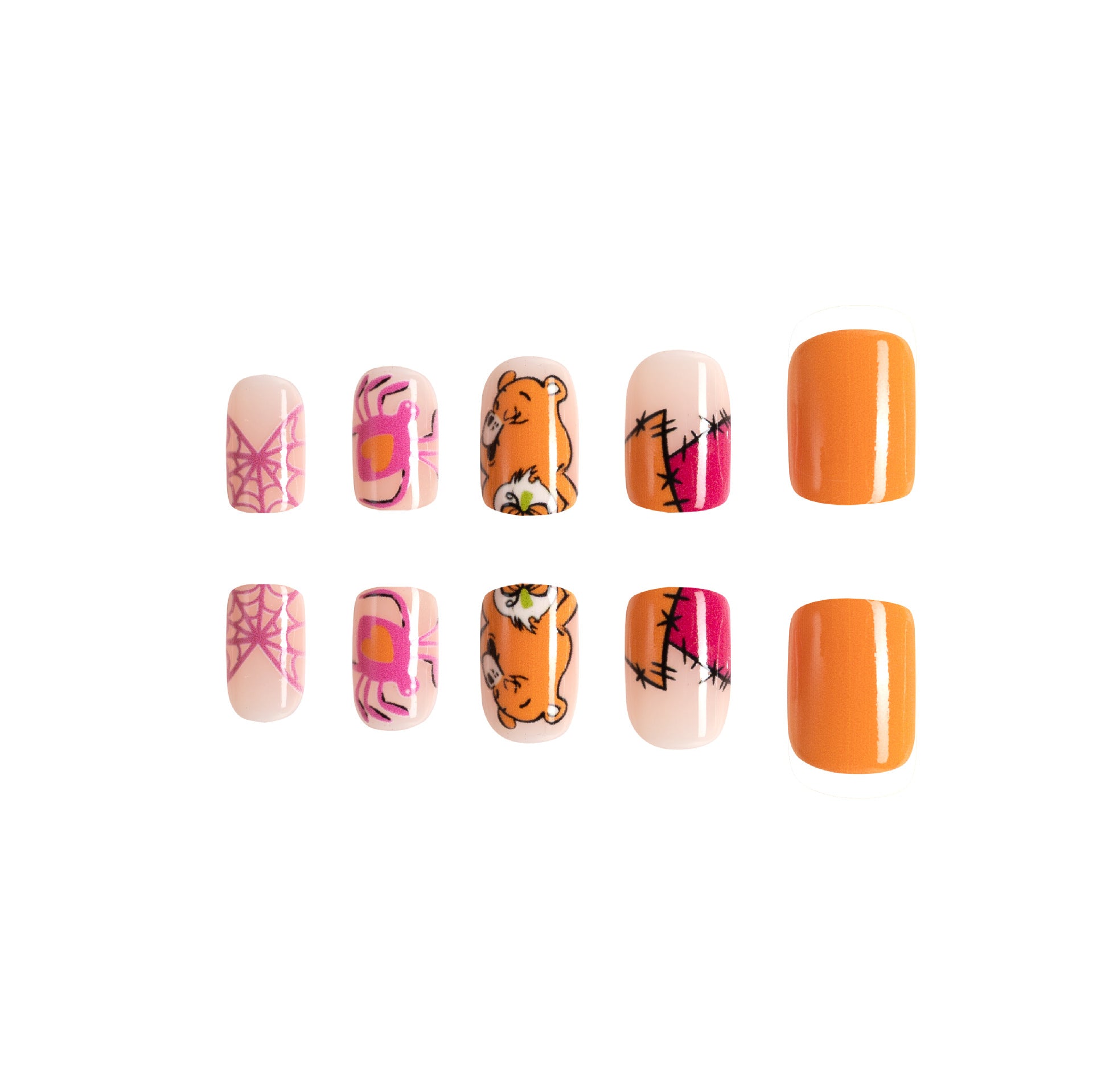 Wholesale 24 Pieces/box Short Shiny Cute Bear Press-on Nails Kits Nail Stickers ACC-NS-GuaiXL098