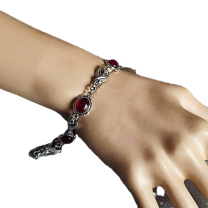 Wholesale Alloy Electroplated Bat Themed Bracelet Blood Red Vampire Bat Design for Everyday Wear or Gift