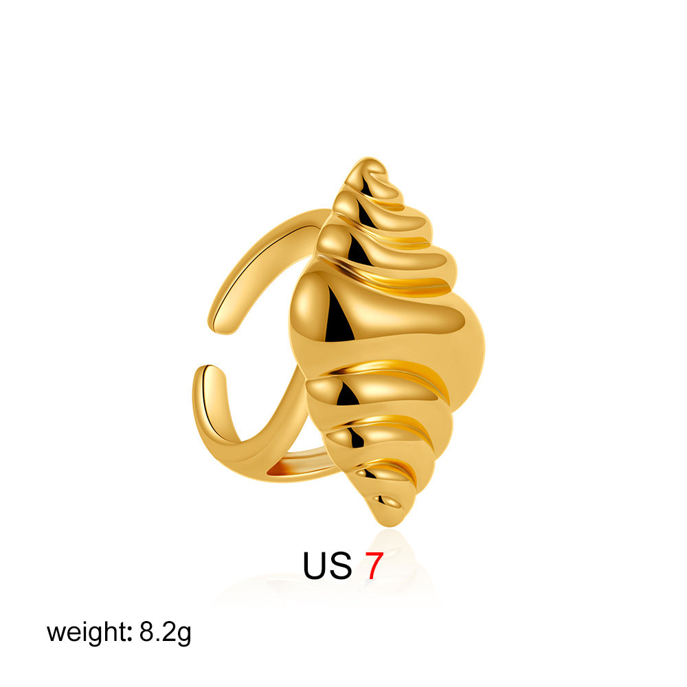 Wholesale 18K gold conch exaggerated opening ring