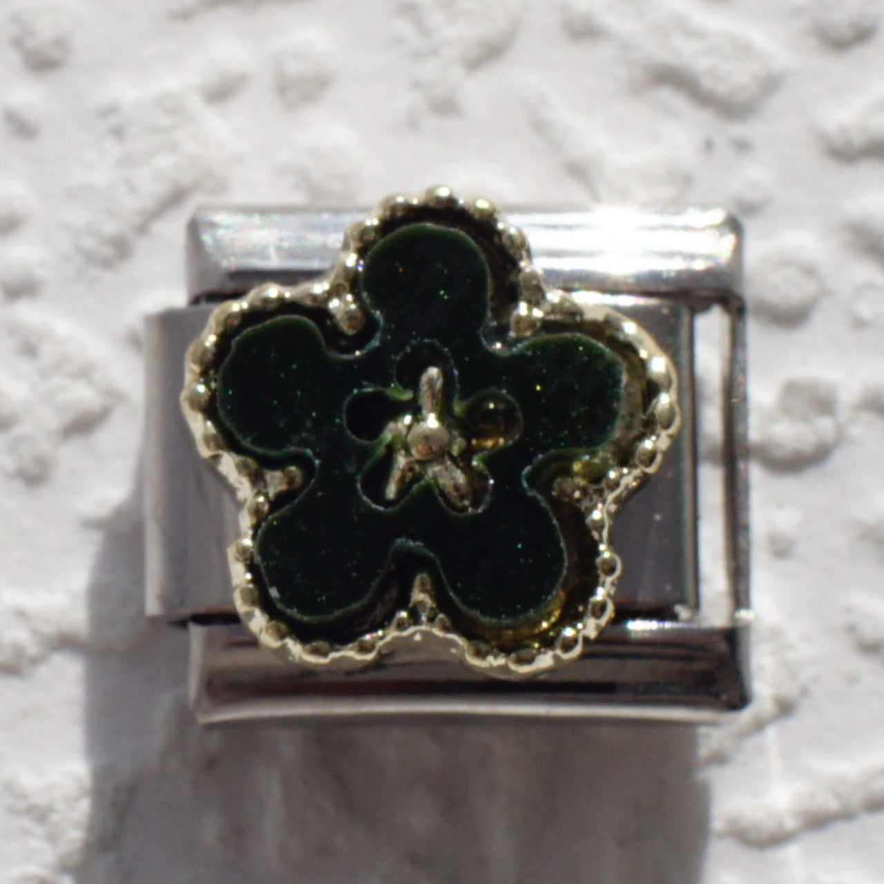 Wholesale Italian Style Four Leaf Clover Modular Bracelet Black Gold Stainless Steel Jewelry Accessory Gift
