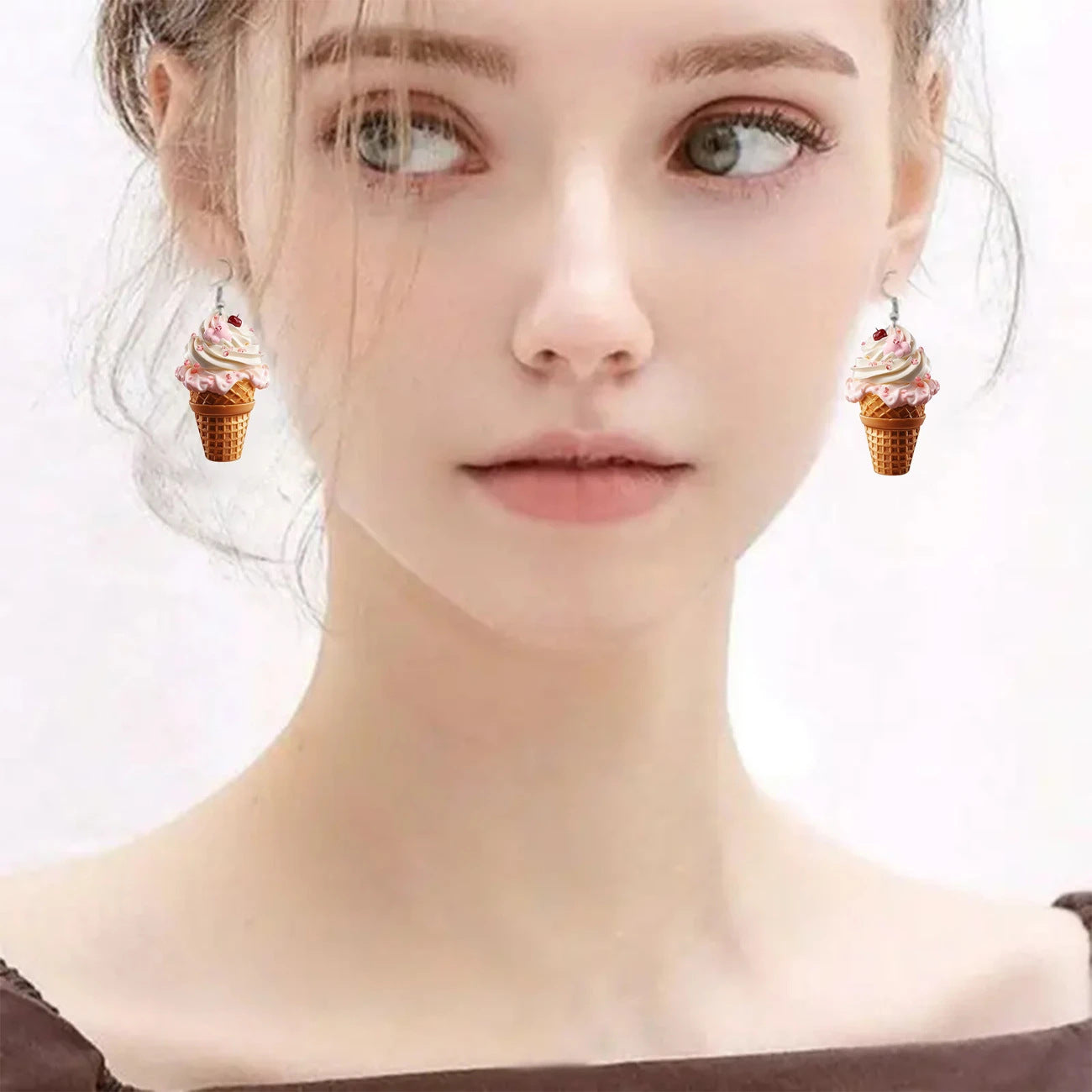 Wholesale Ice Cream Flat 2D Acrylic Earrings