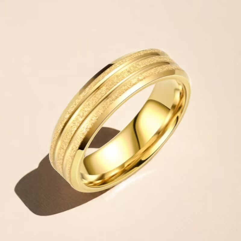 Wholesale love frosted ring fashion sand gold stainless steel ring