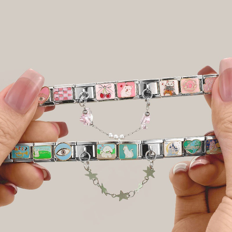 Wholesale Italian Charm Bracelet 9mm DIY Splicing Eye Series Titanium Steel Composable Bracelet