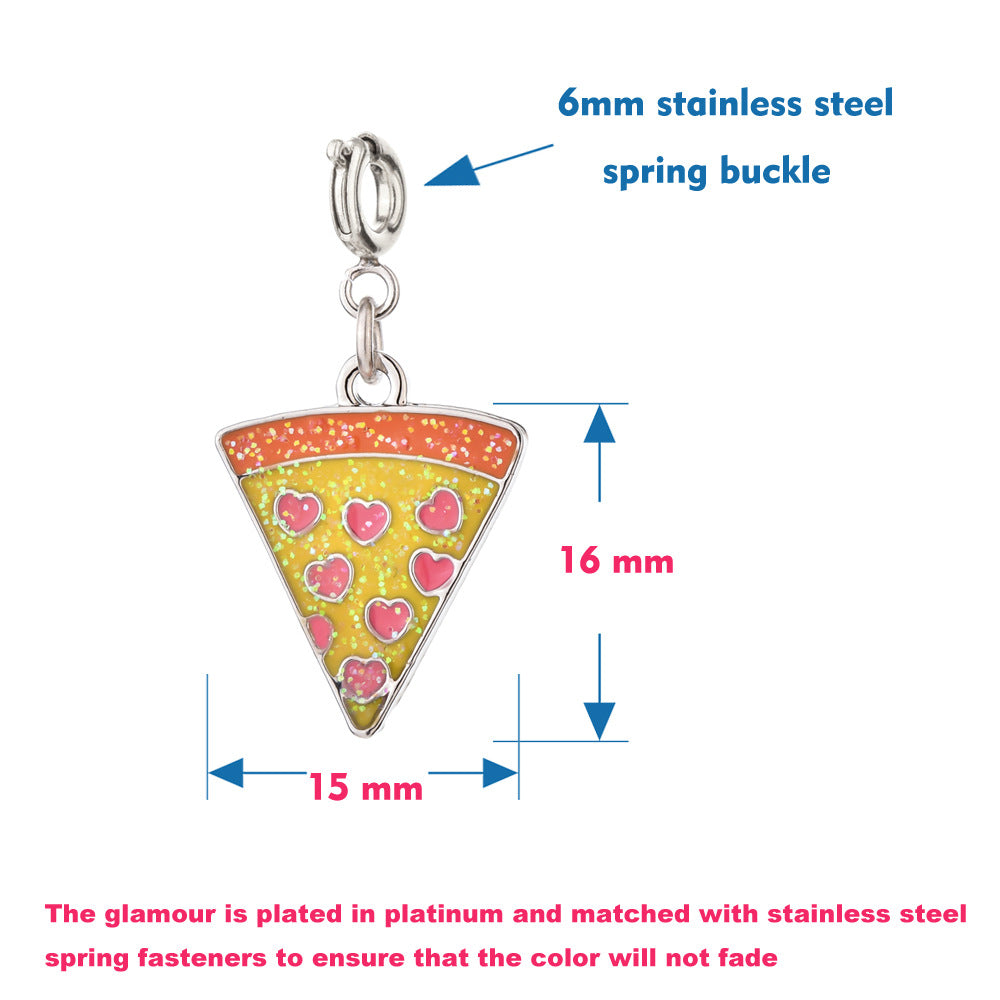 Wholesale DIY Jewelry Accessories Alloy Oil Dripping Holiday Style Pizza Donut Charms