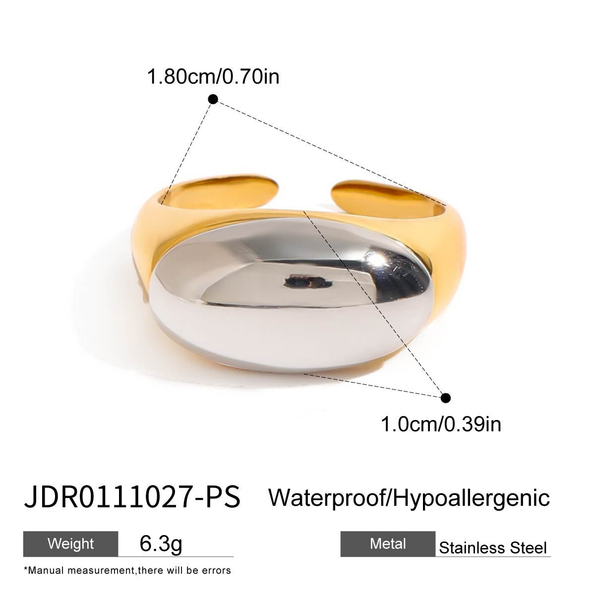 Wholesale  18k gold stainless steel gold and silver color matching large smooth  open ring