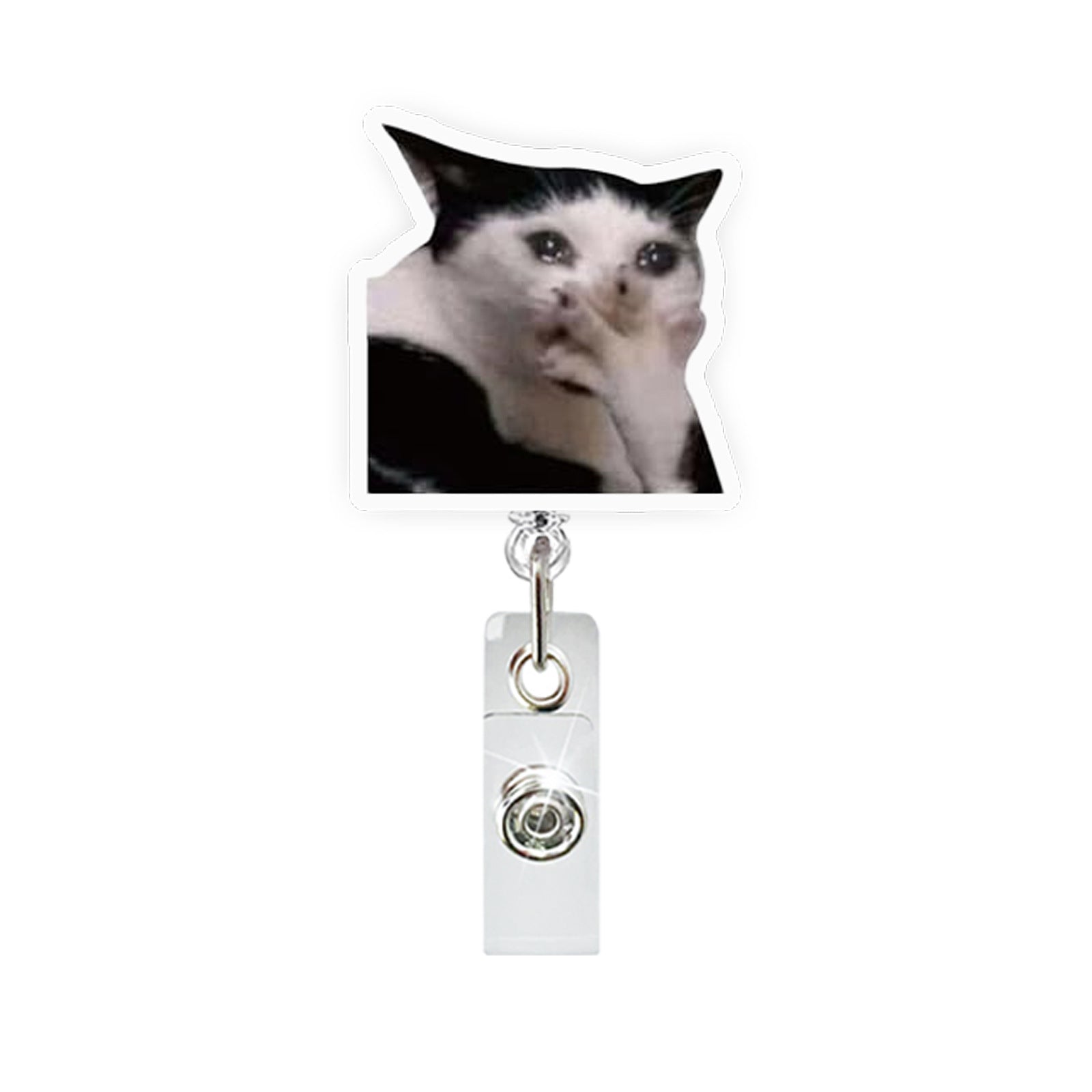 Wholesale Funny Cat Emoticon Acrylic Retractable Badge Reel for Party Gift